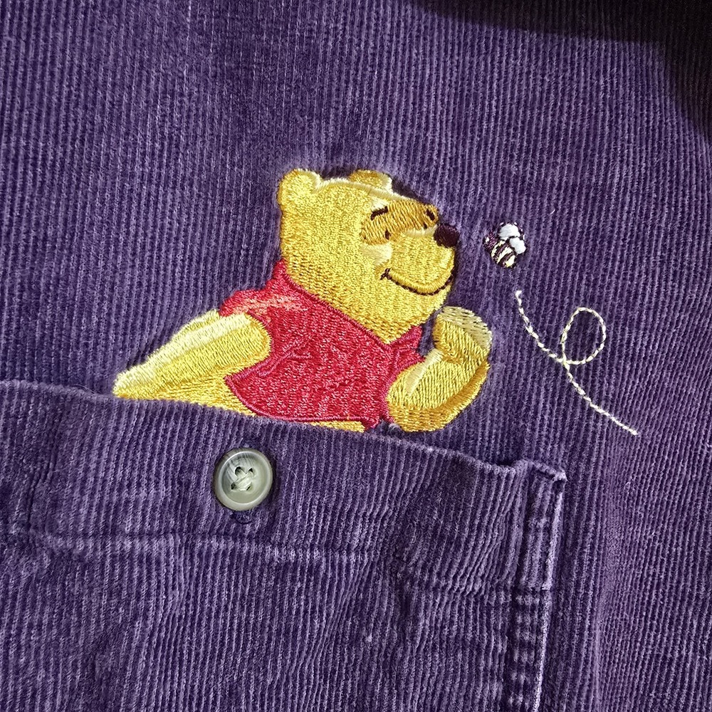 Disney Pooh Tiger Woman Purple Corduroy Button Up Shirt Sz‎ 26W/28w Vintage Y2K - Picture 3 of 10